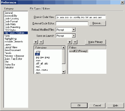 Вкладка File Types
